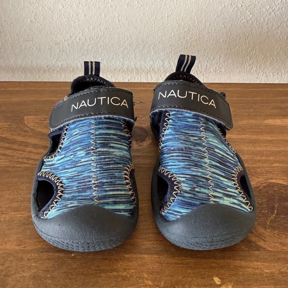 Nautica Kettle Gulf Toddler Water Sandals Size 4 Blue‎ Multi Hook Loop